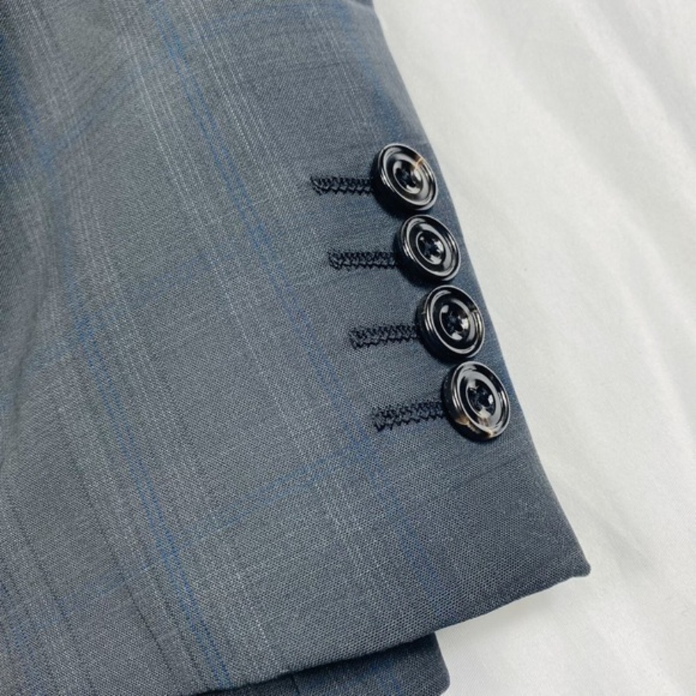 Hardy Amies Gray Blue‎ Checked Zignone Wool Blazer Size 38R NWOT - Picture 2 of 6